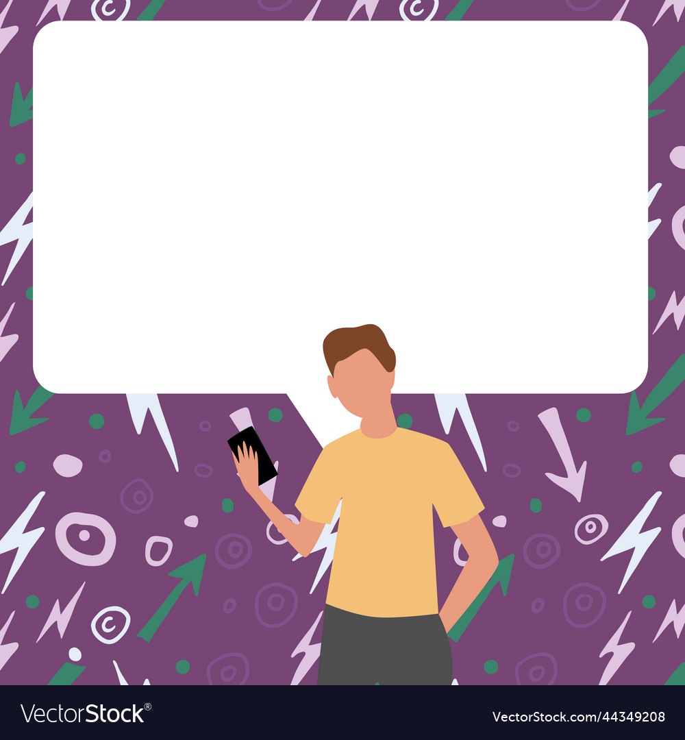 Presenter with conversation bubble showing new Vector Image Presenter with conversation bubble showing new