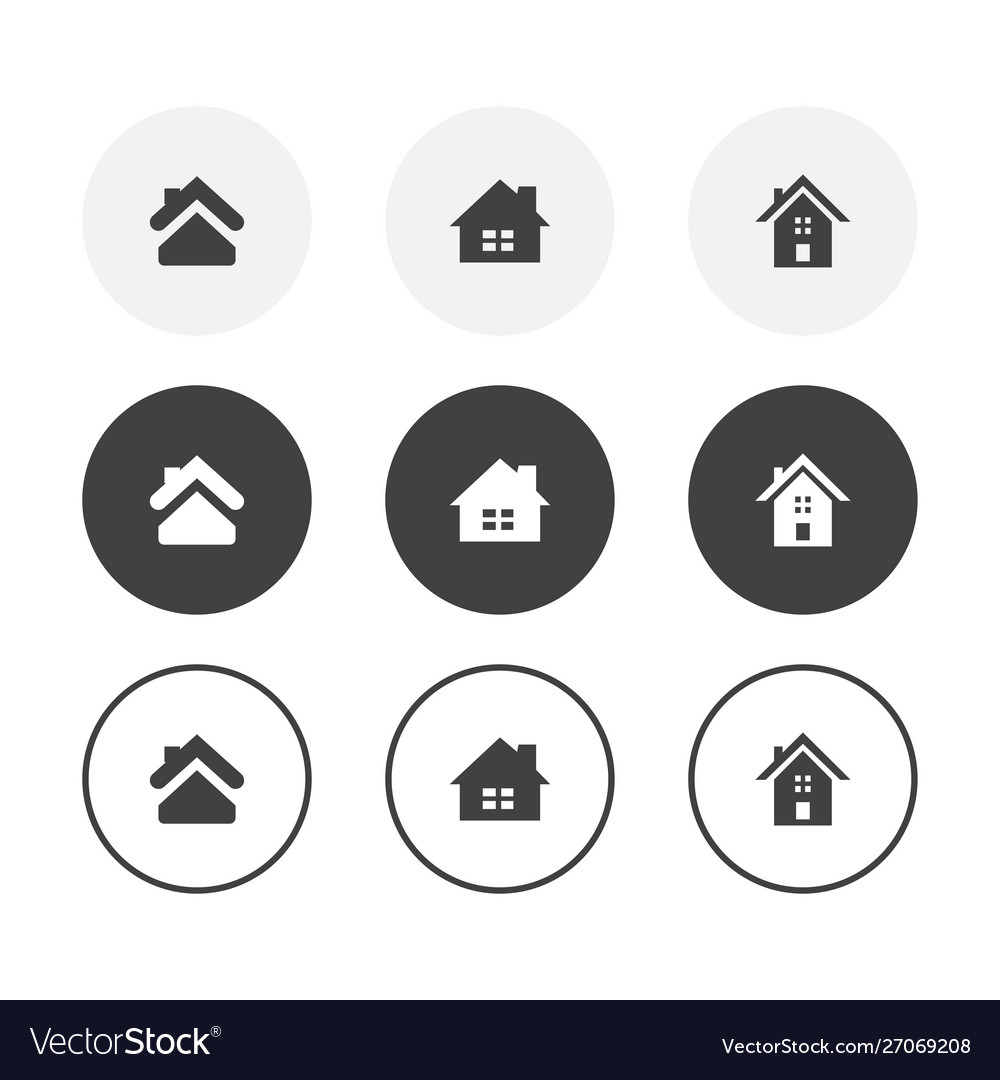 Set 3 simple design home icons rounded