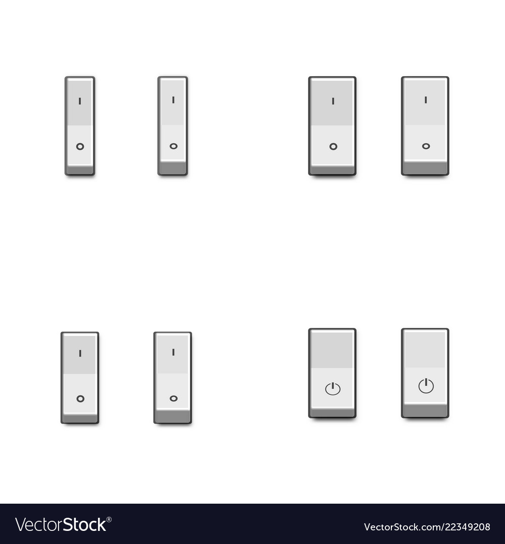 Set of realistic toggle switches in on and off vector image Set of realistic toggle switches in on and off