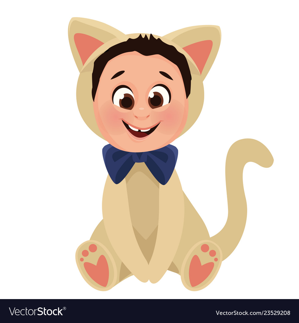 Ute child dressed in a cats costume isolated