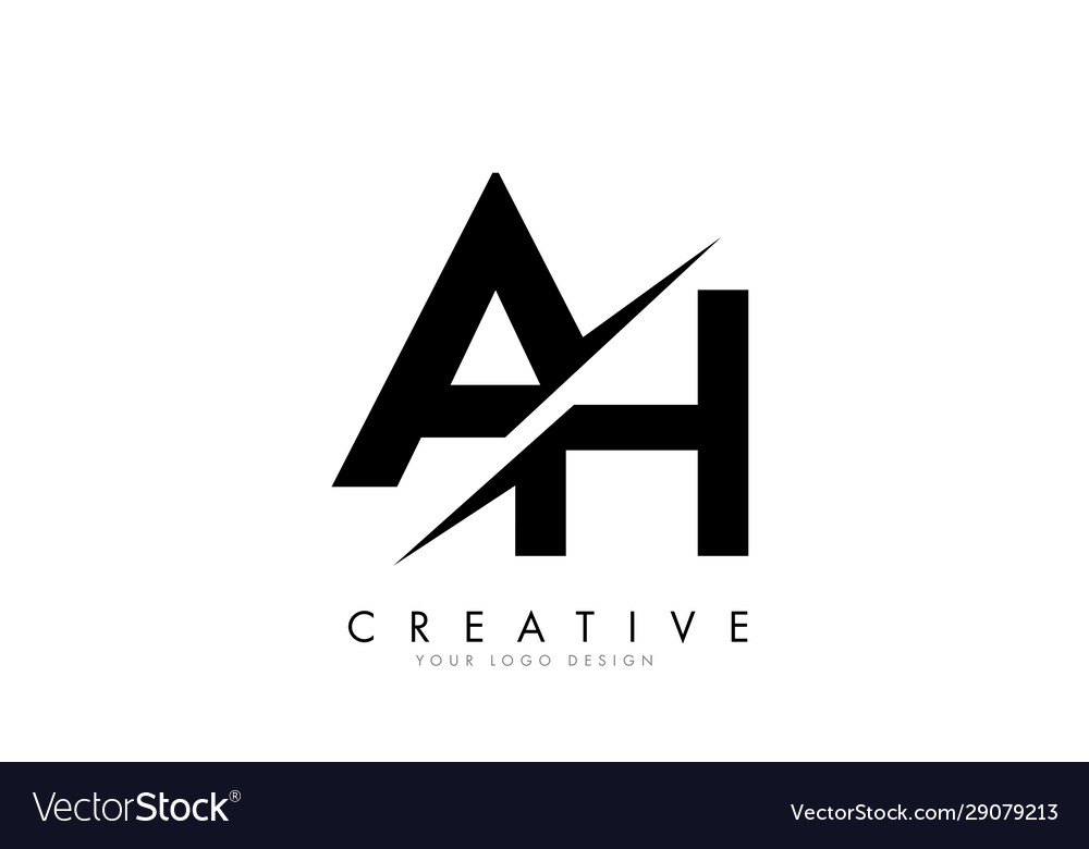 Ah A H Letter Logo Design With A Creative Cut Vector Image