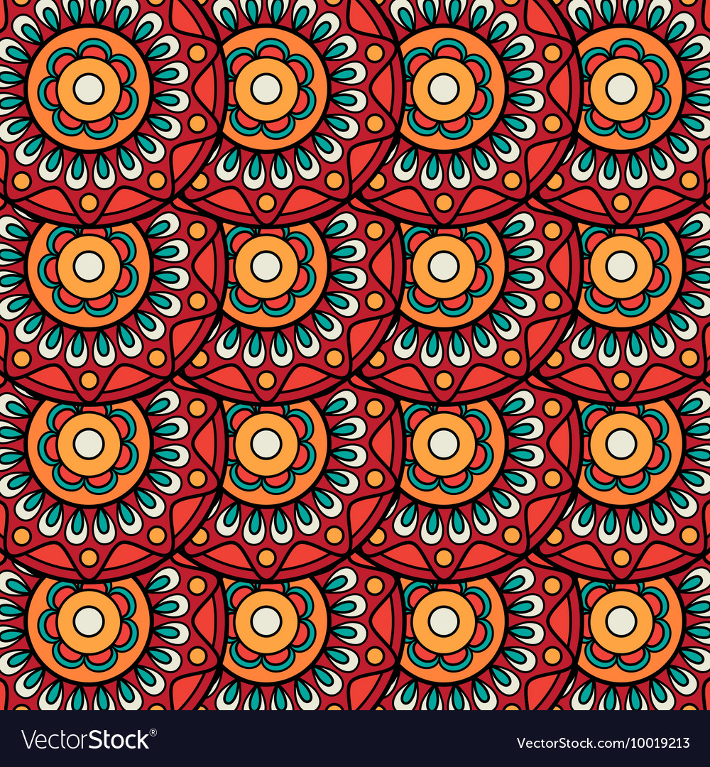 Ethnic boho floral rosettes seamless pattern