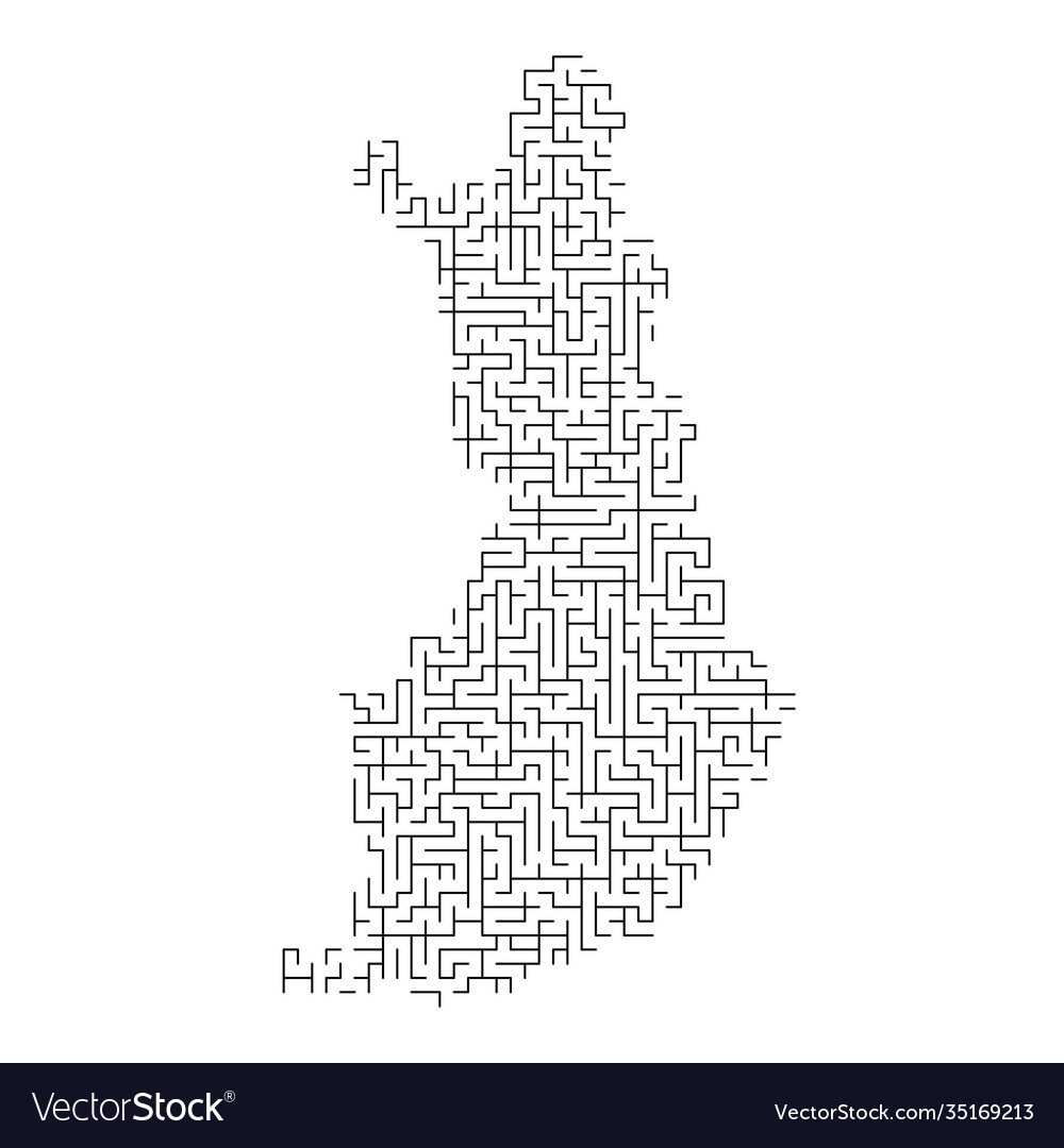 Finland map from black pattern maze grid vector image Finland map from black pattern maze grid