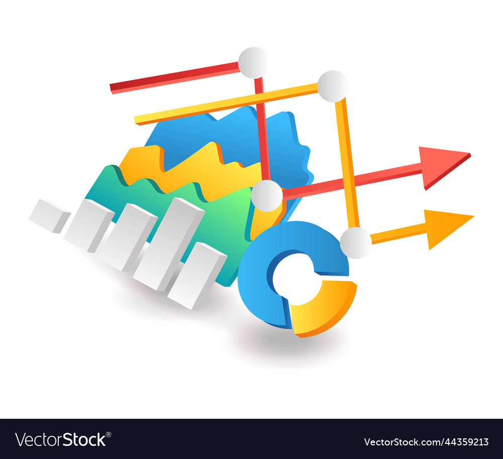 Flat isometric landing page concept data analysis