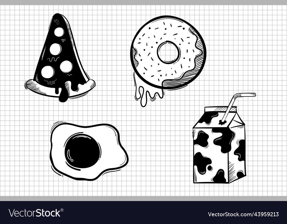 Food funky icon hand drawn doodle cartoon sticker