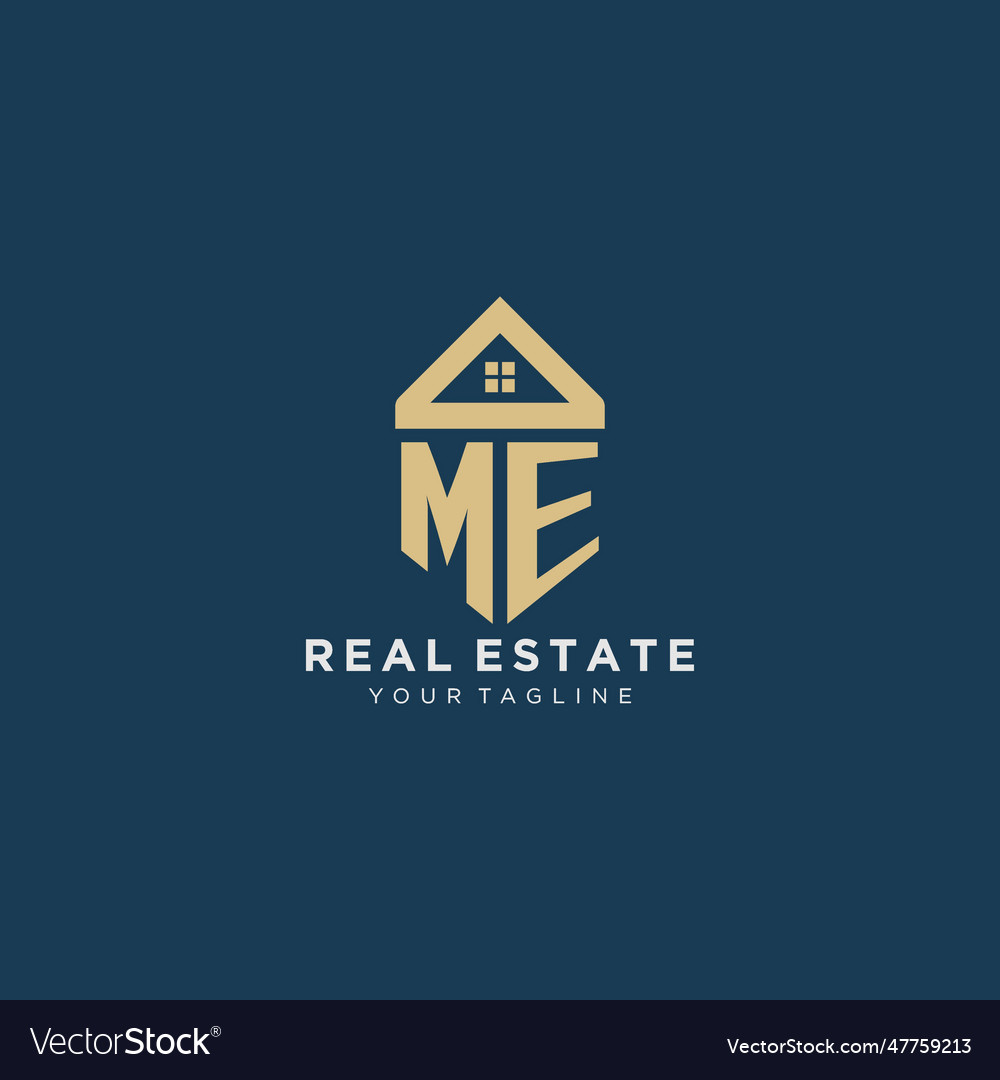 Initial letter me with simple house roof creative Vector Image