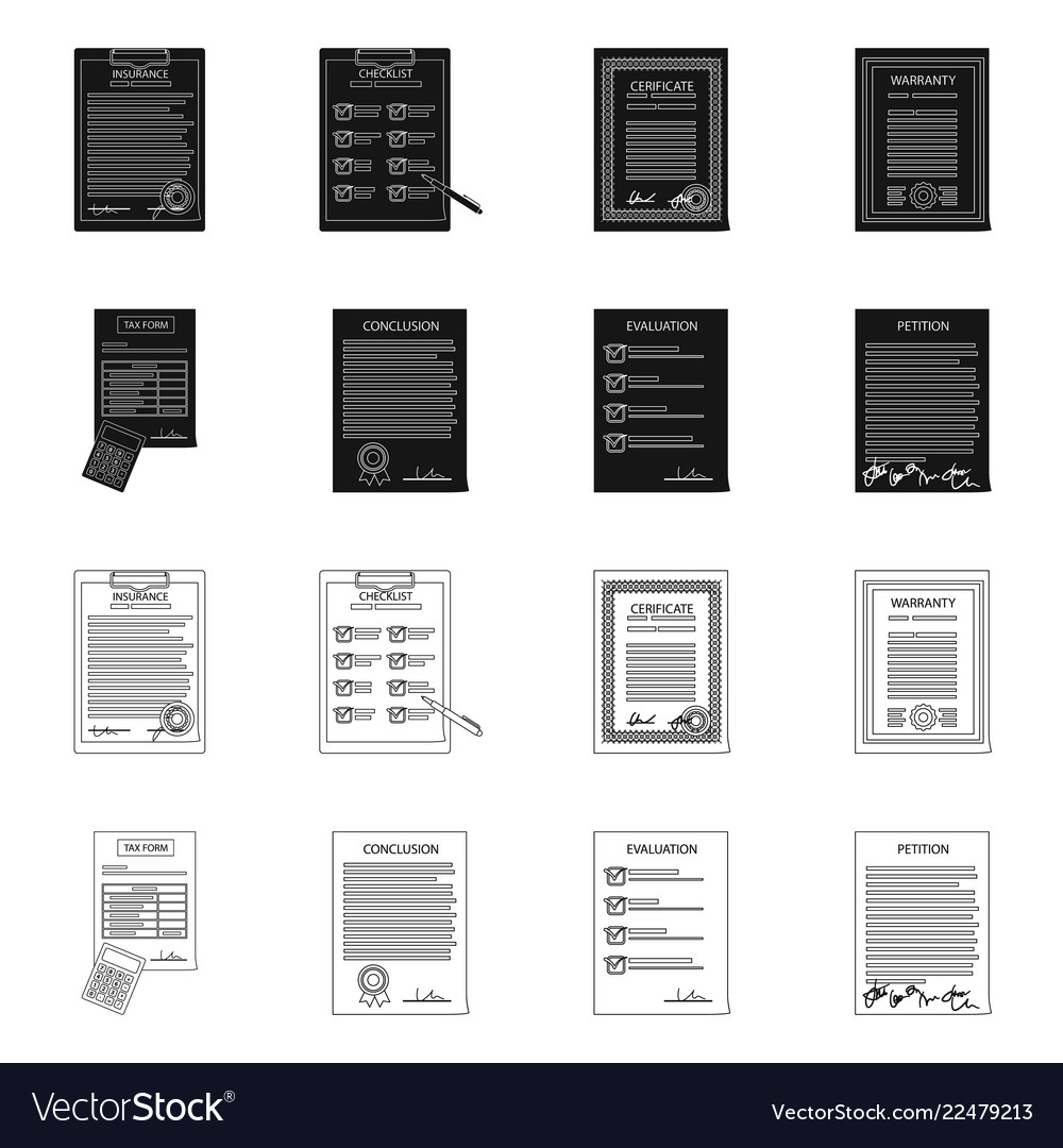 Isolated object of form and document logo set