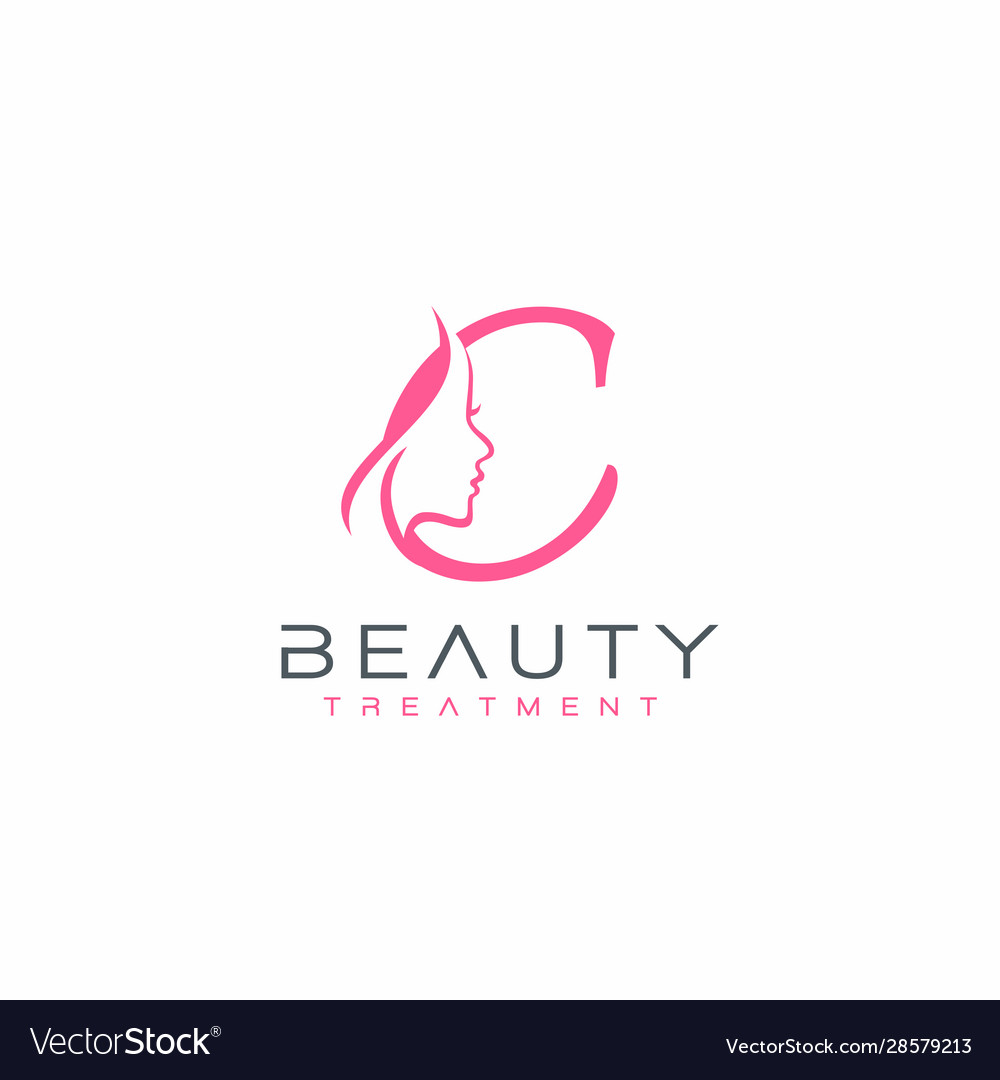 Letter c beauty face logo design icon Royalty Free Vector