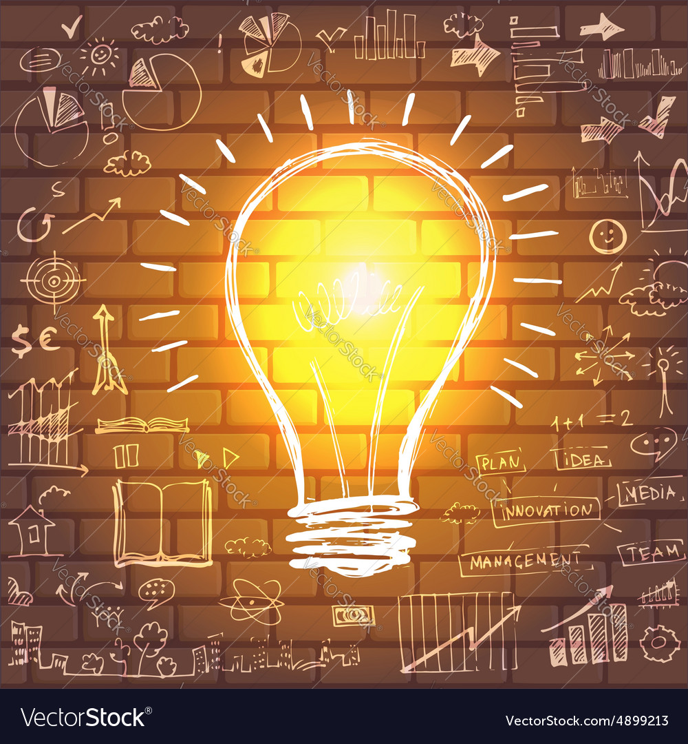 Light bulb with drawing business success strategy