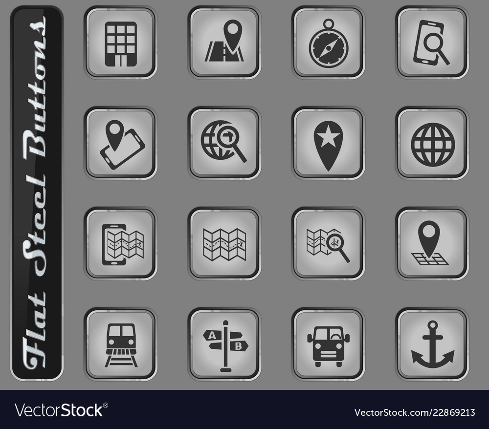 Navigation transport map icon set Royalty Free Vector Image