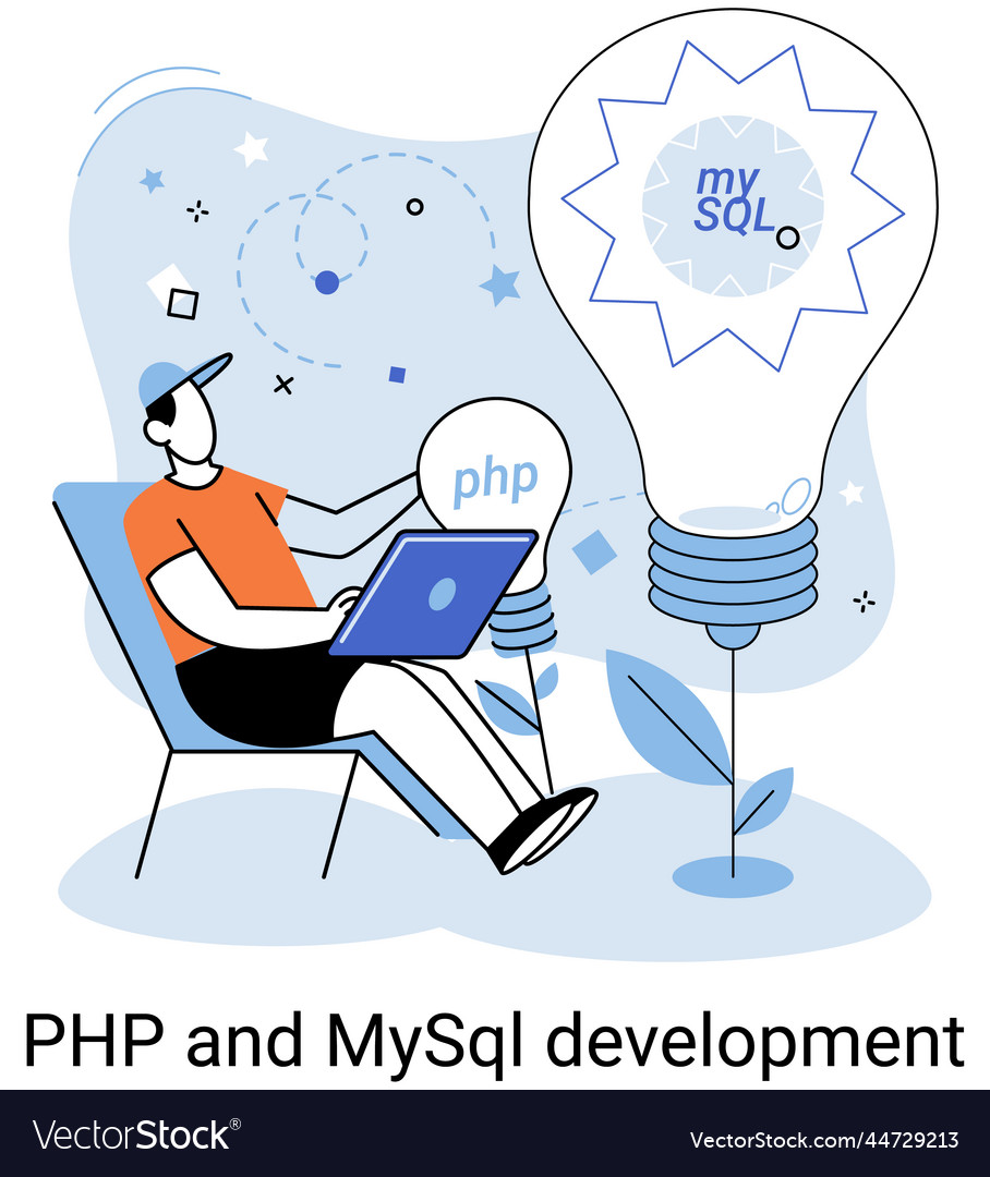 Php und mysql Entwicklungssoftware Webseite vector image Php und mysql Entwicklungssoftware Webseite