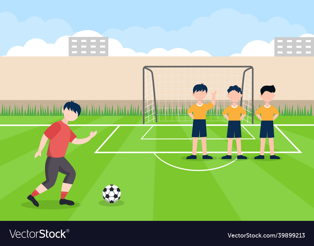 Playing football with boys play soccer wear Vector Image