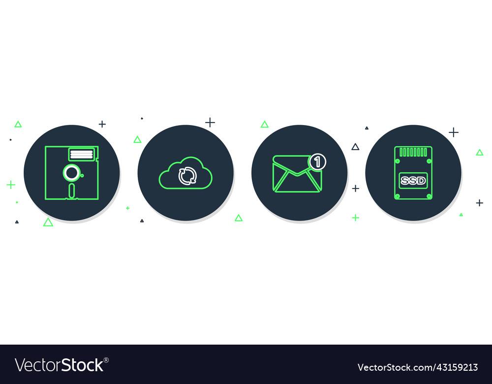 Set line cloud sync refresh new email incoming vector image Set line cloud sync refresh new email incoming