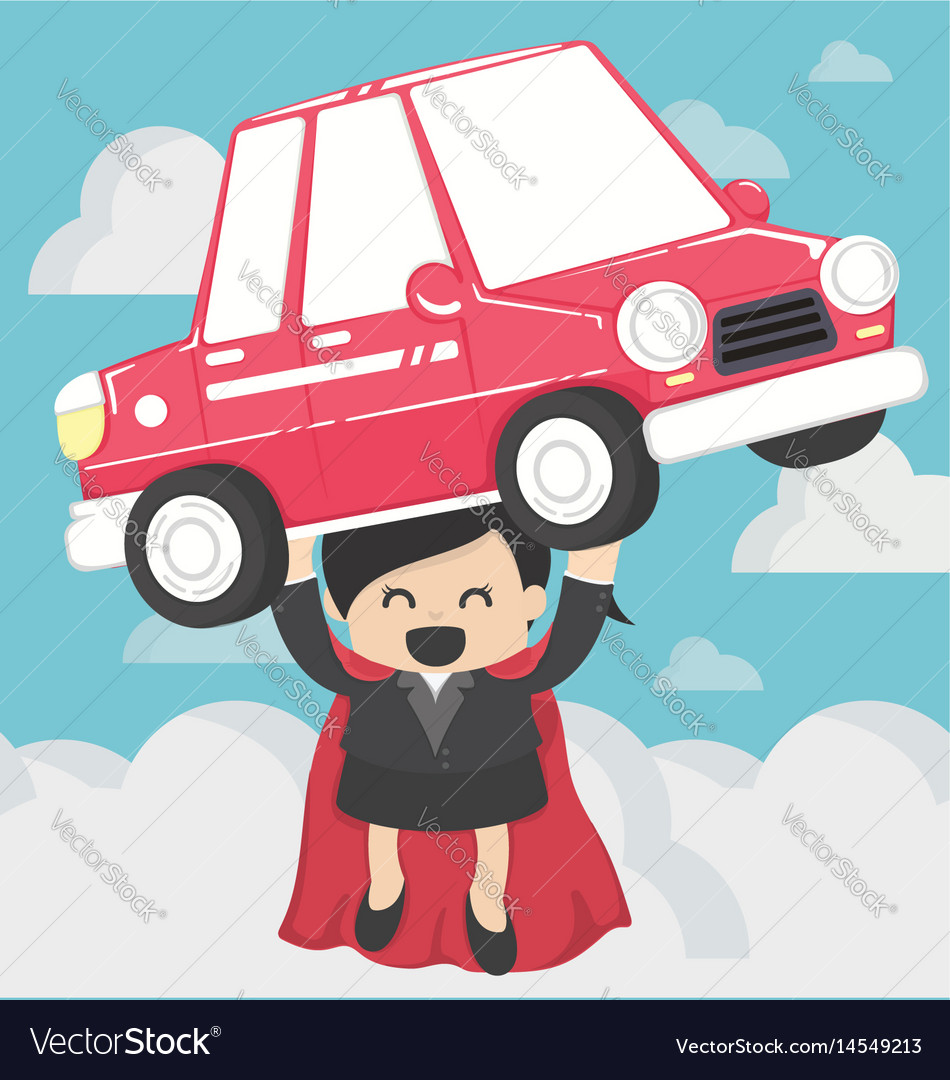 Super business woman carrying carconcept car loans