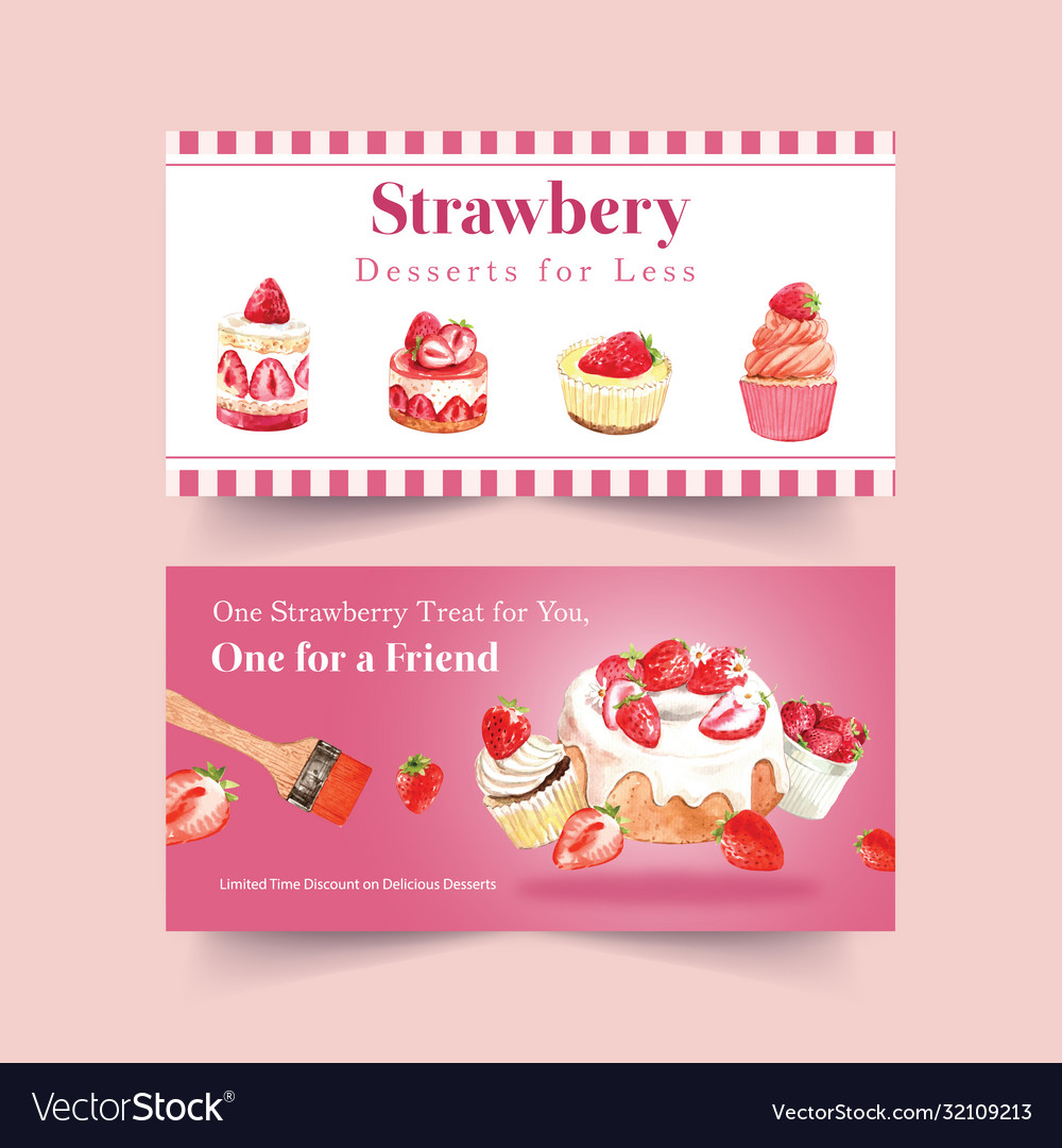 Twitter template with strawberry baking design