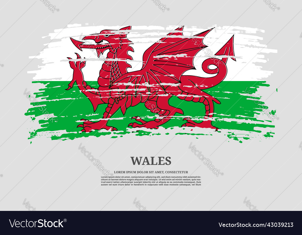 Wales flag with brush stroke effect