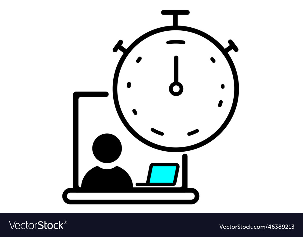 Work timer icon flexible working hours immediate vector image Work timer icon flexible working hours immediate