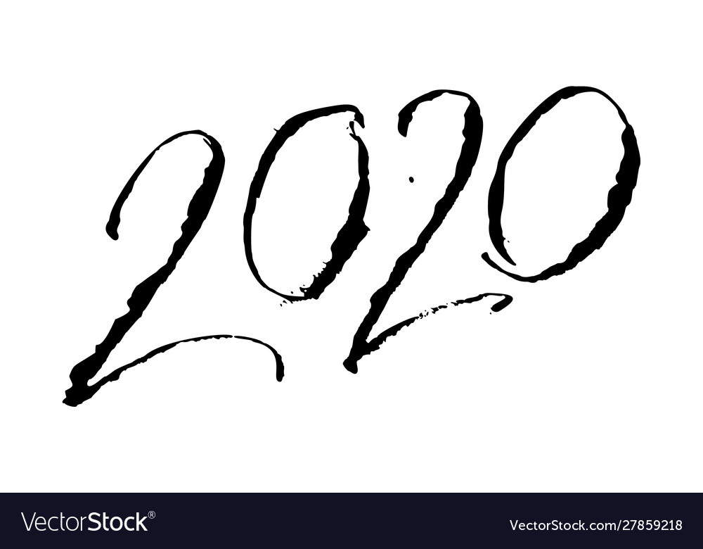 2020 calligraphic signs hand lettering happy new Vector Image