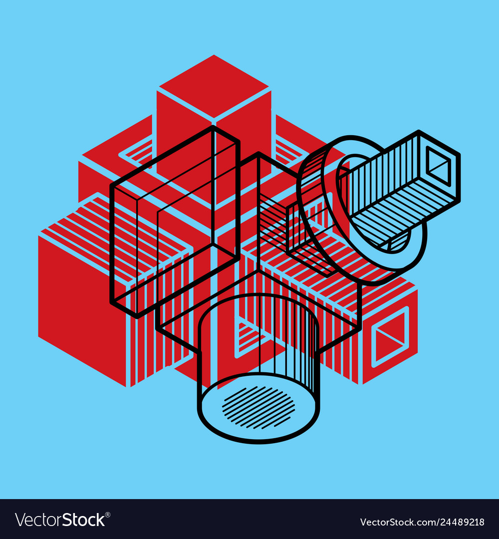 Abstract three-dimensional shape design cube vector image Abstract three-dimensional shape design cube