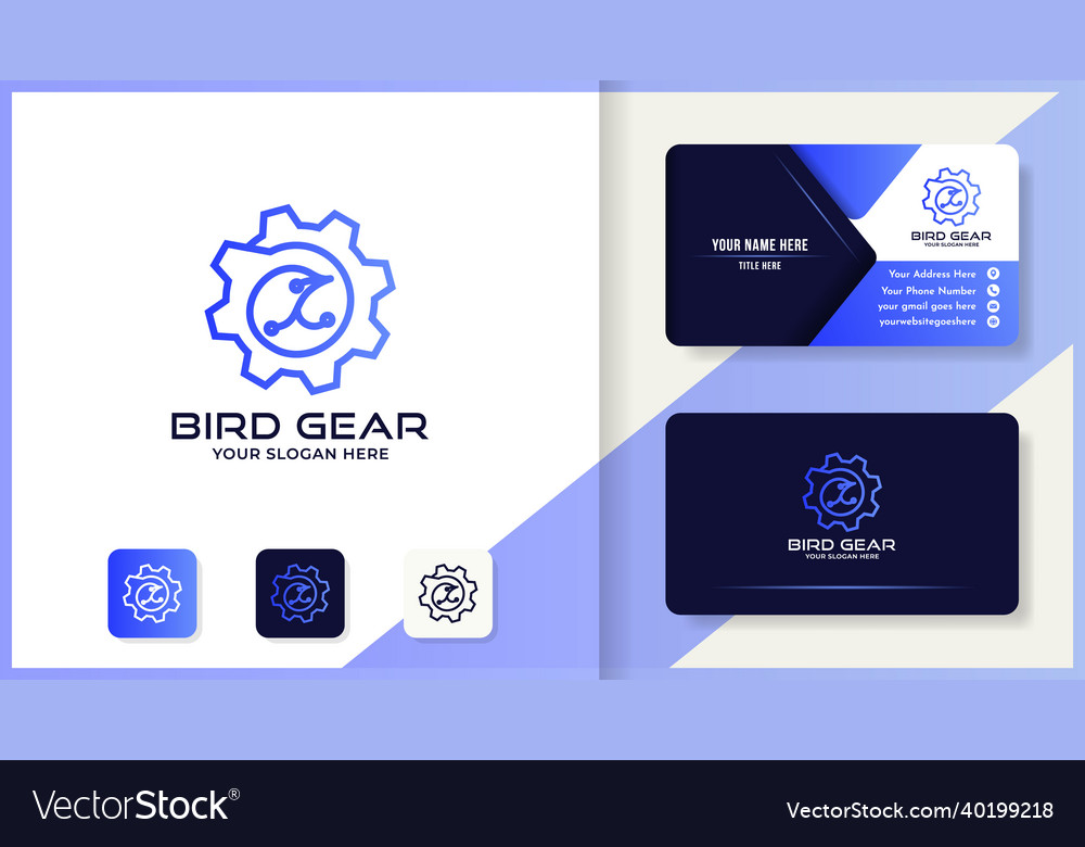 Bird gear logo design use mono line concept