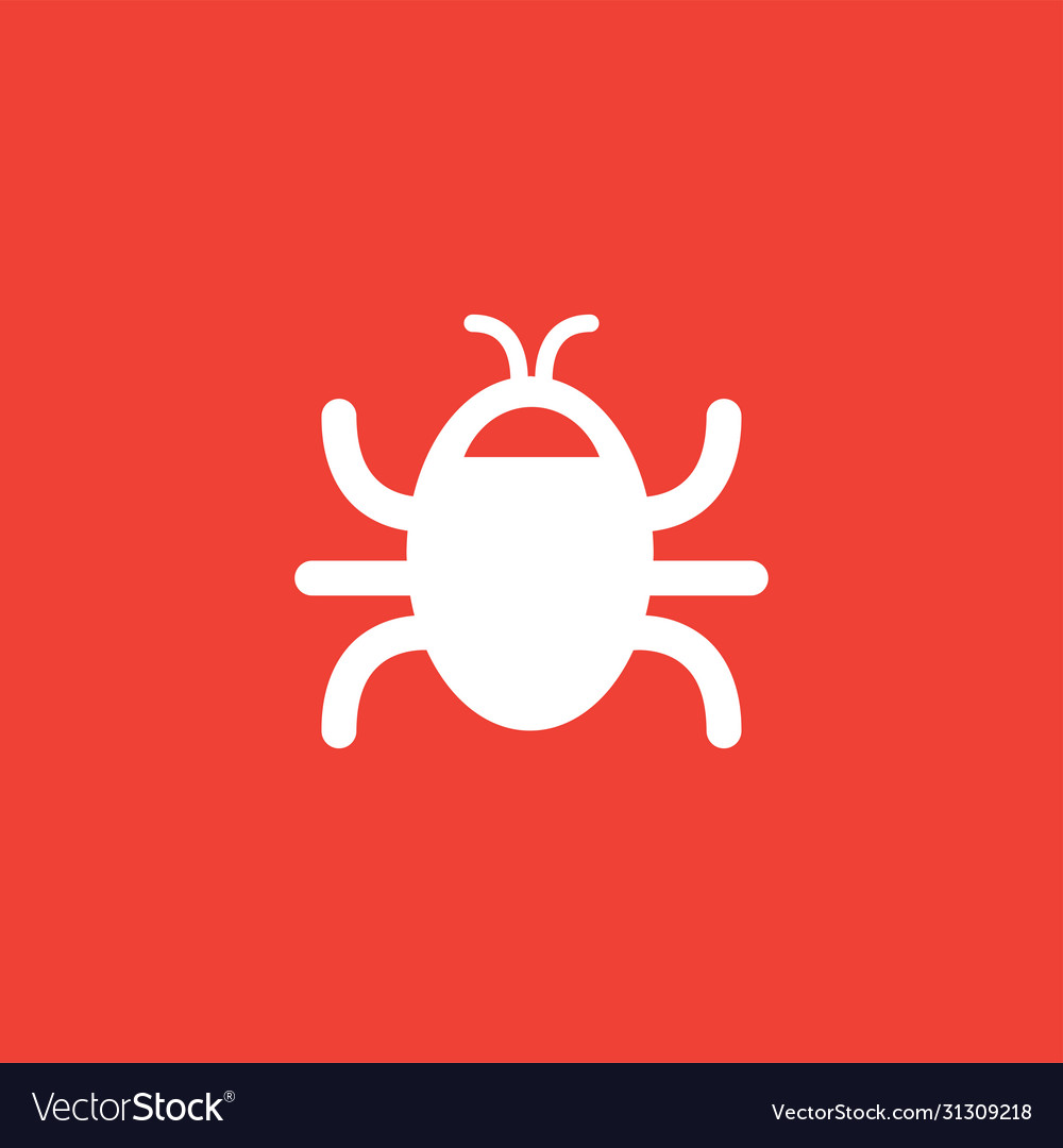 Bug icon on red background flat style