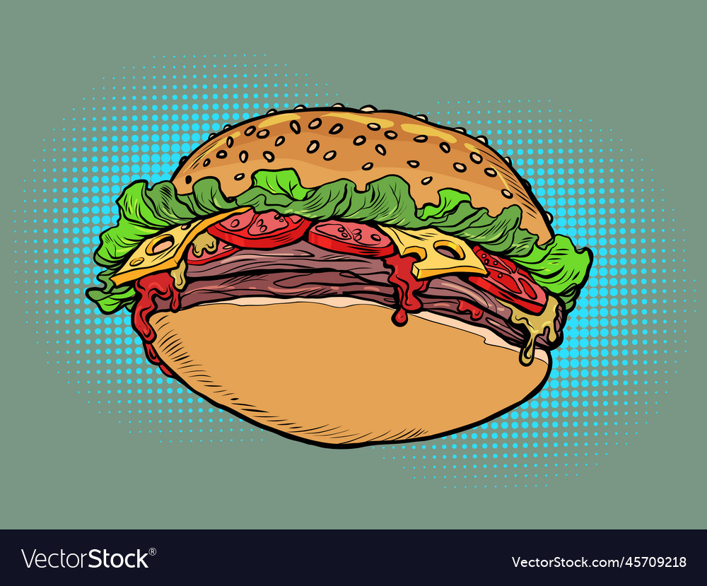Burger hamburger fast food street delicious Vector Image