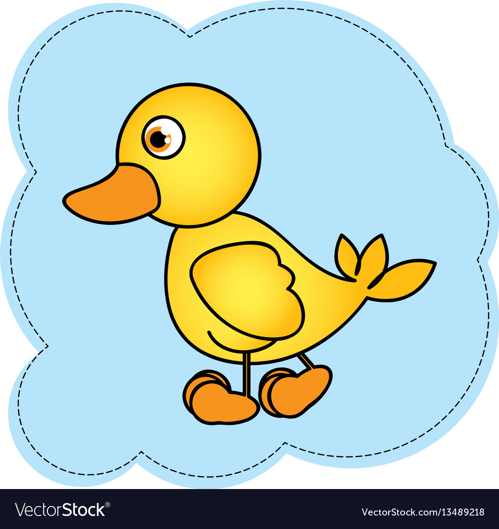 Cloud Frame With Yellow Duck Side View Animal Icon Cloud Frame With Yellow Duck Side View Animal Icon Vector Image