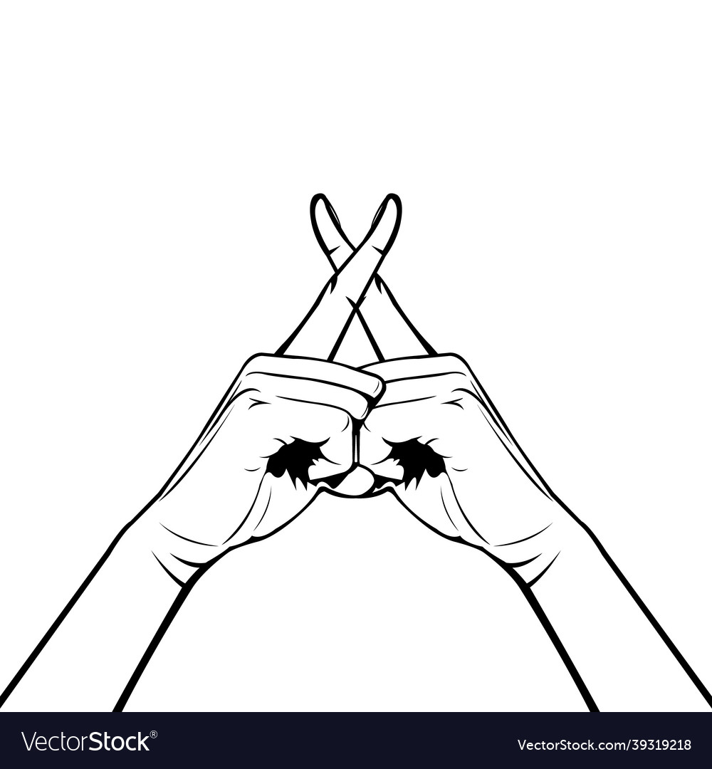 Front view of two index fingers make a cross Vector Image Front view of two index fingers make a cross