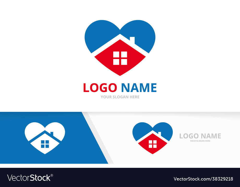 Heart and home logo combination love Royalty Free Vector