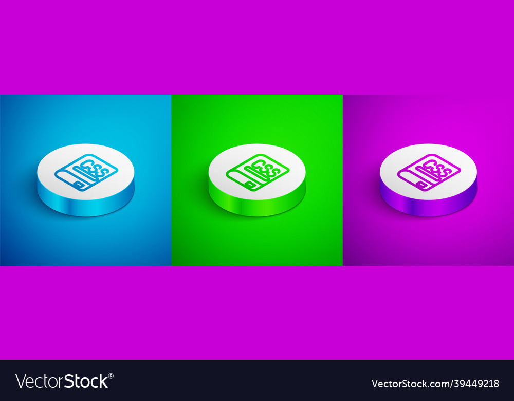 Isometric line books about programming icon