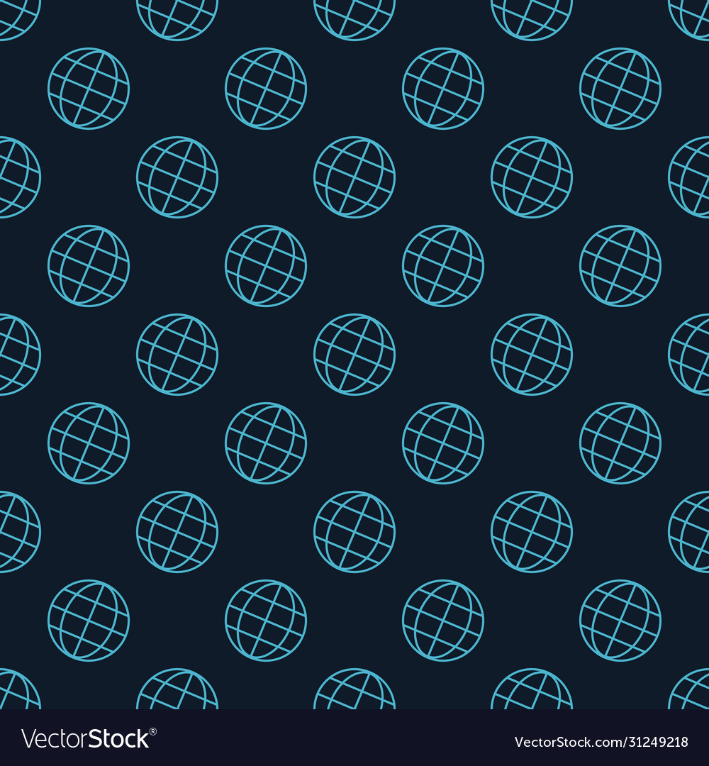 Linear globe icon isolated seamless pattern