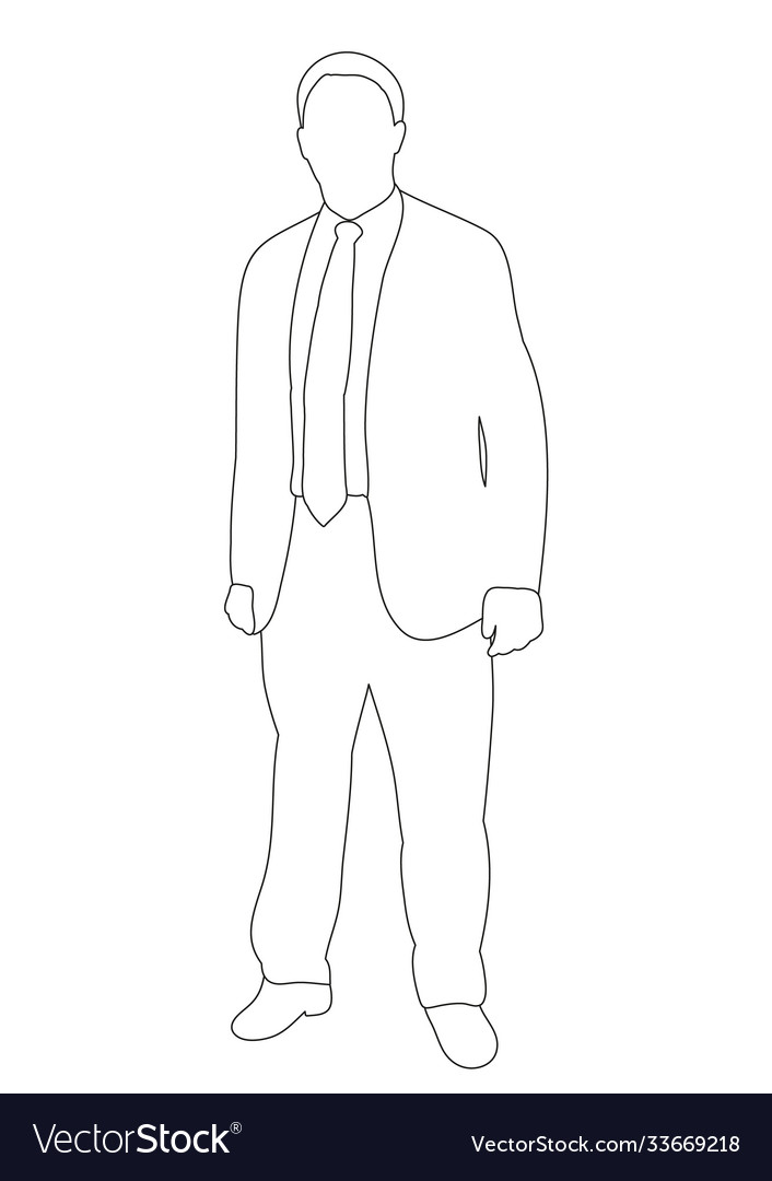 Man with a tie sketches outlines