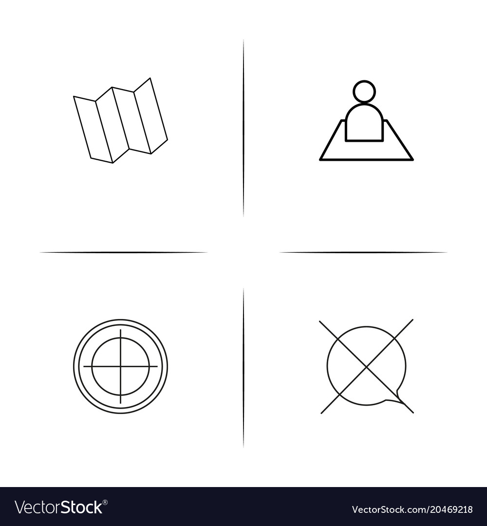 Maps and navigation simple linear icons set