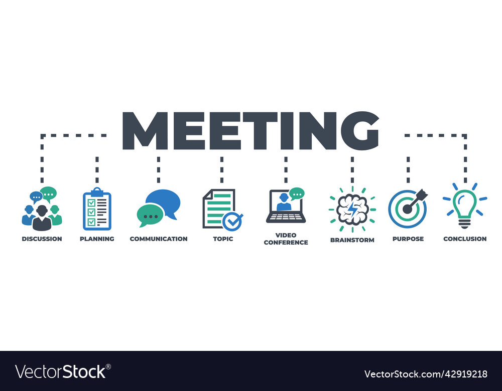 Meeting concept with icons and signs Royalty Free Vector