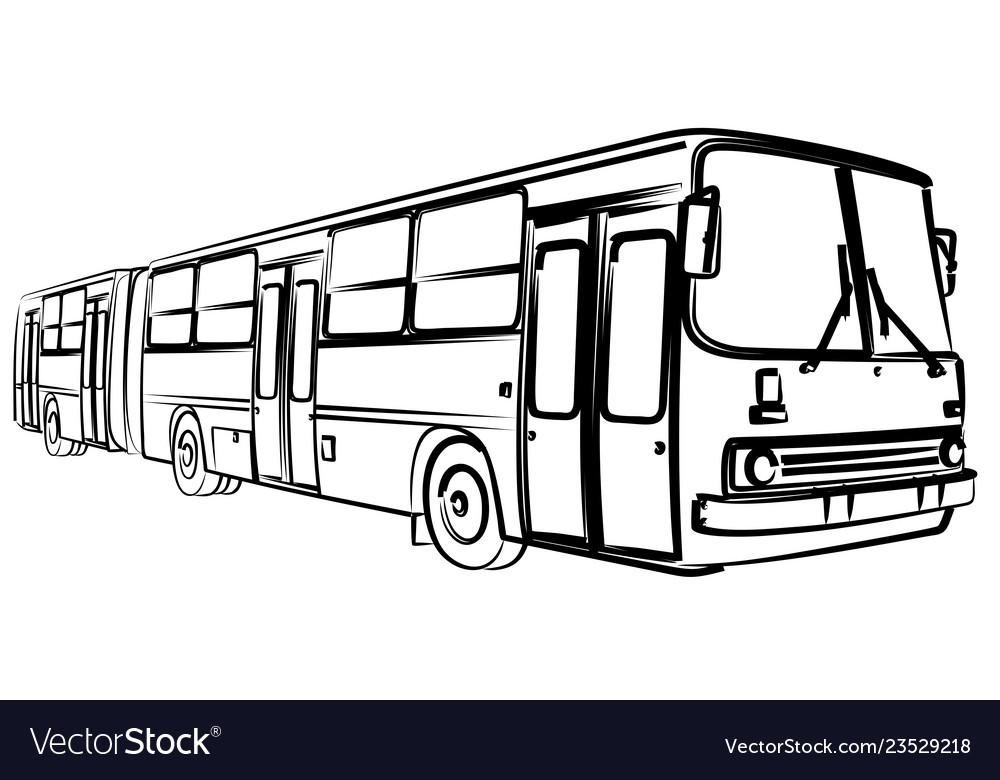 Sketch of big bus Royalty Free Vector Image - VectorStock