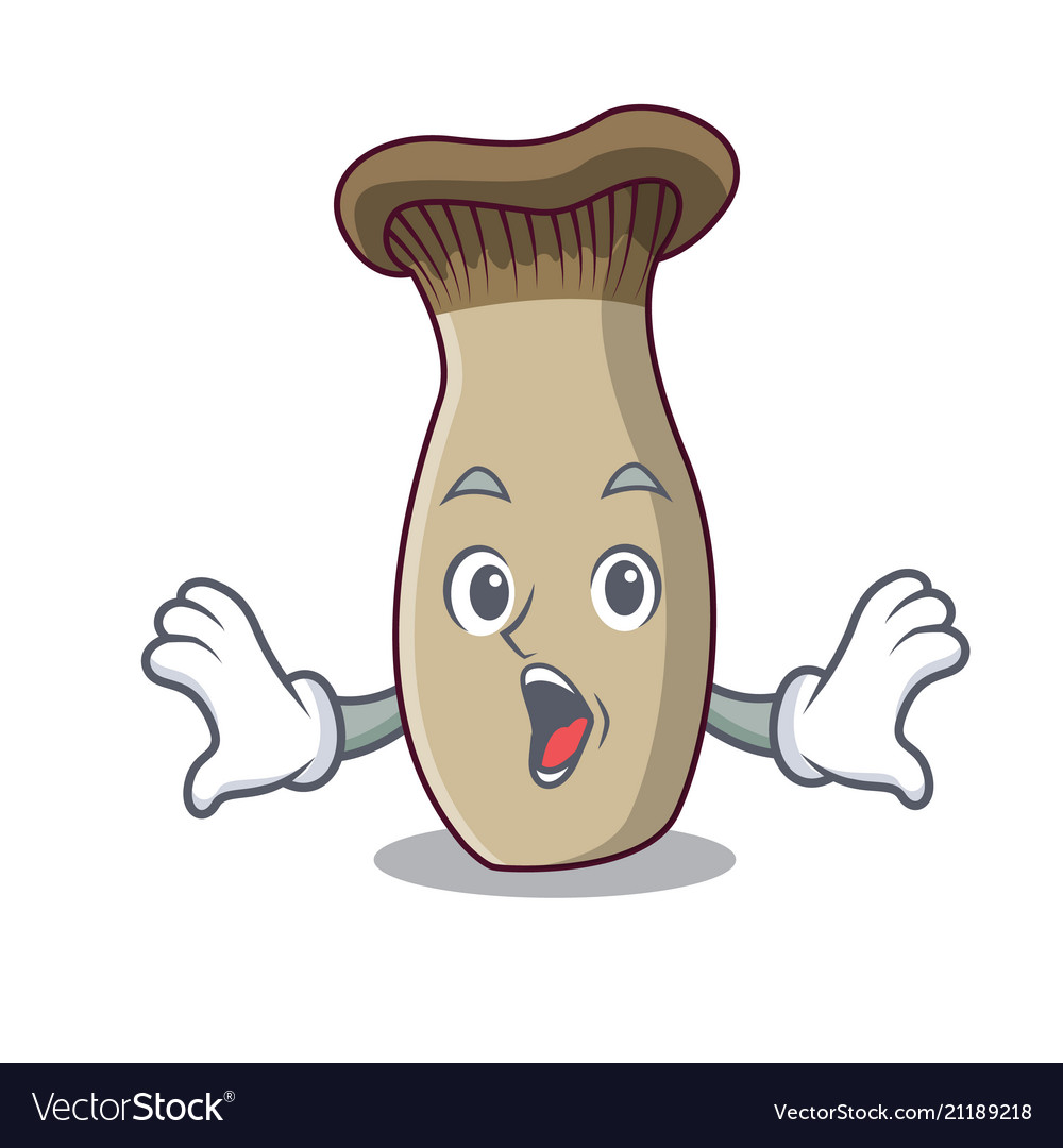 Surprised king trumpet mushroom mascot cartoon