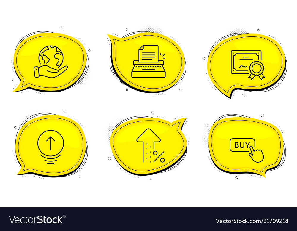 Typewriter swipe up and buy button icons set