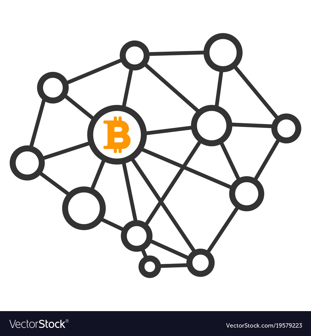 Bitcoin network nodes flat icon