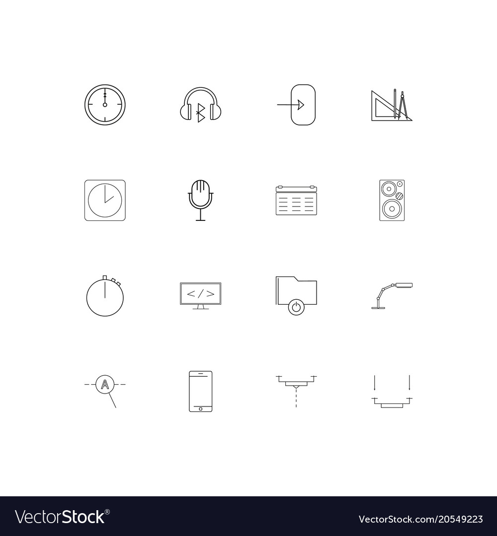 Devices simple linear icons set outlined