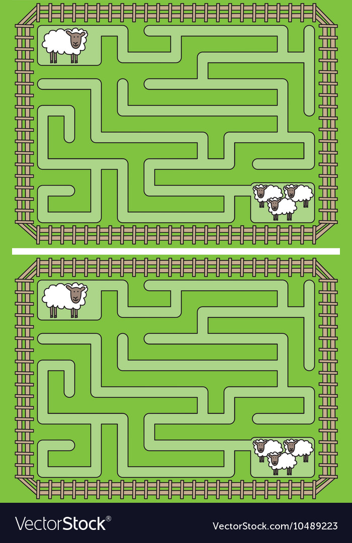 Easy sheep maze Royalty Free Vector Image - VectorStock