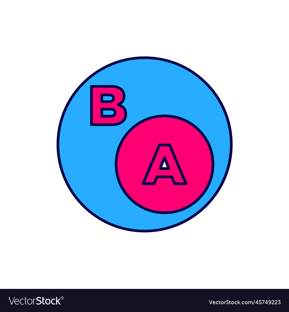 Filled outline subsets mathematics a is subset vector image Filled outline subsets mathematics a is subset