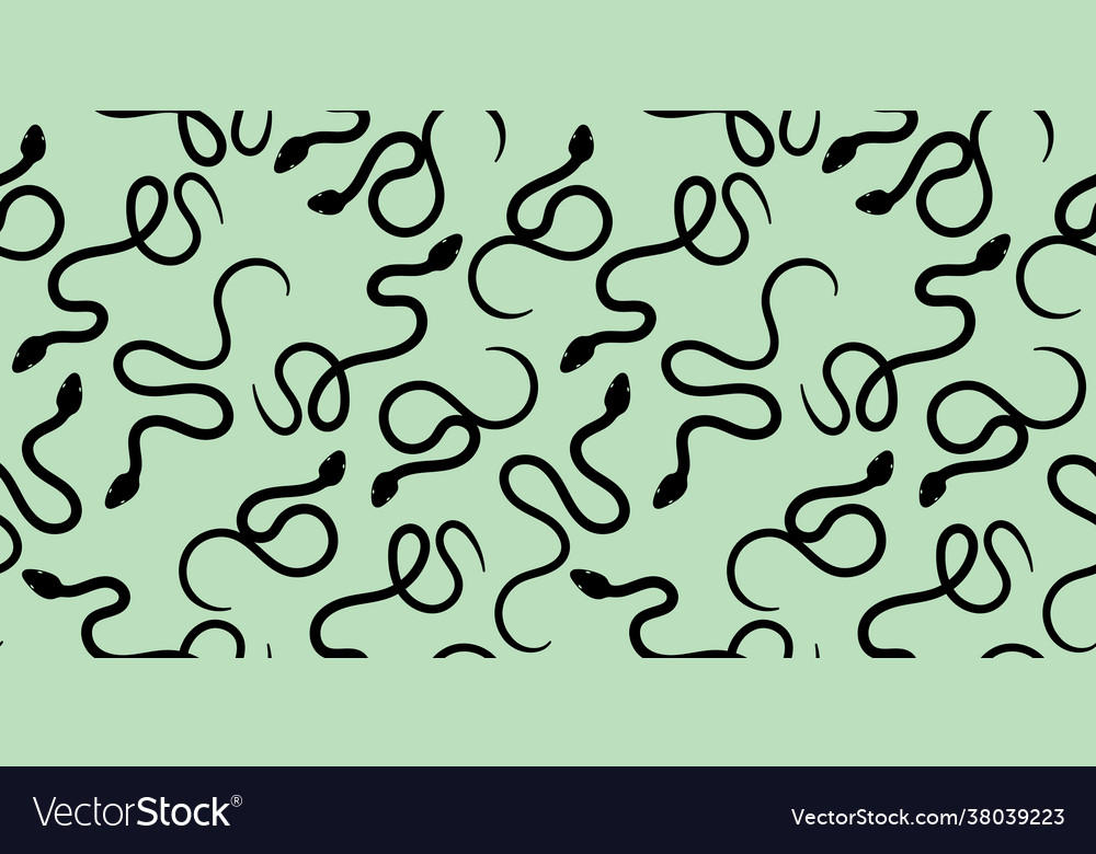 Green and black snake seamless repeat pattern