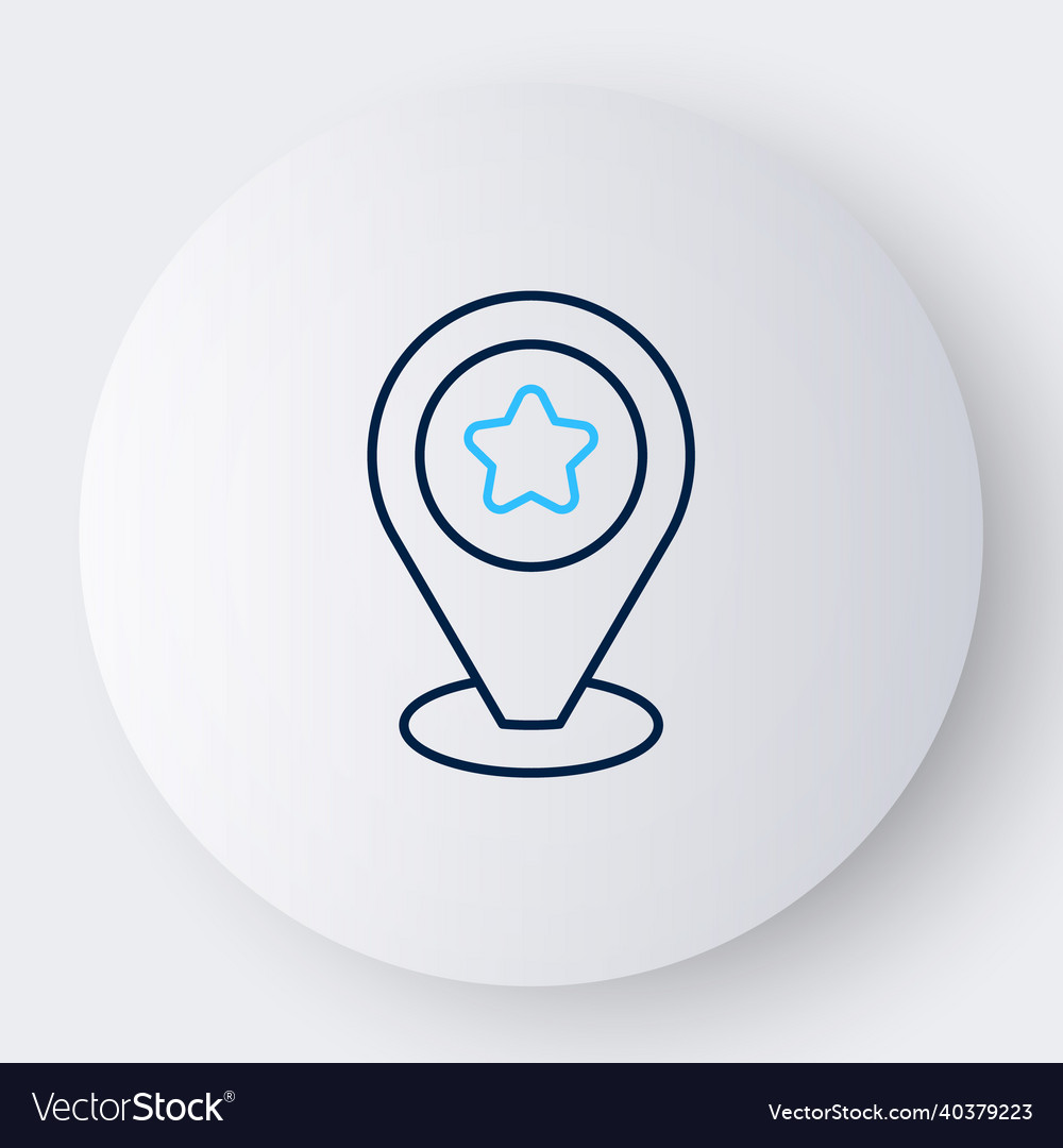 Line map pointer with star icon isolated on white Vector Image Line map pointer with star icon isolated on white