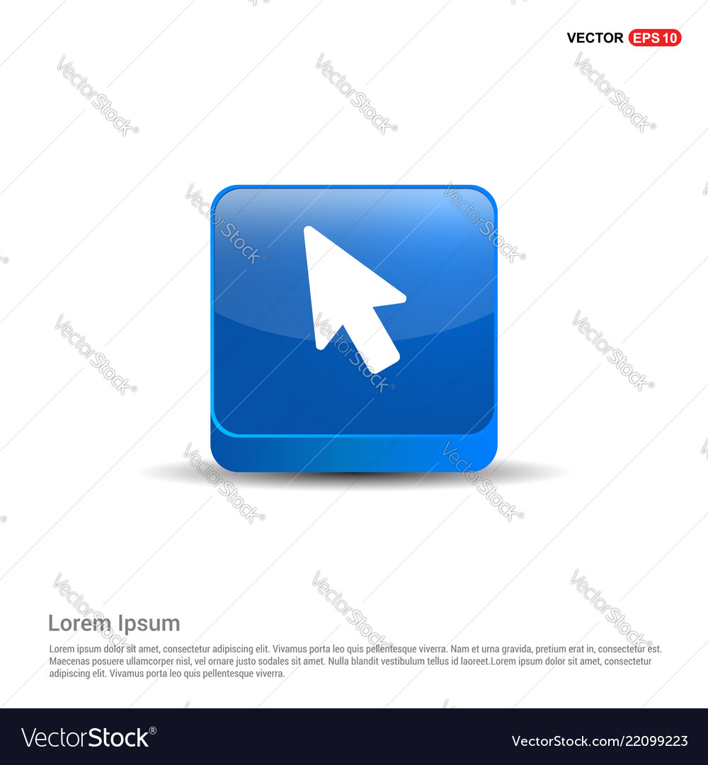 Mouse cursor icon - 3d blue button vector image Mouse cursor icon - 3d blue button
