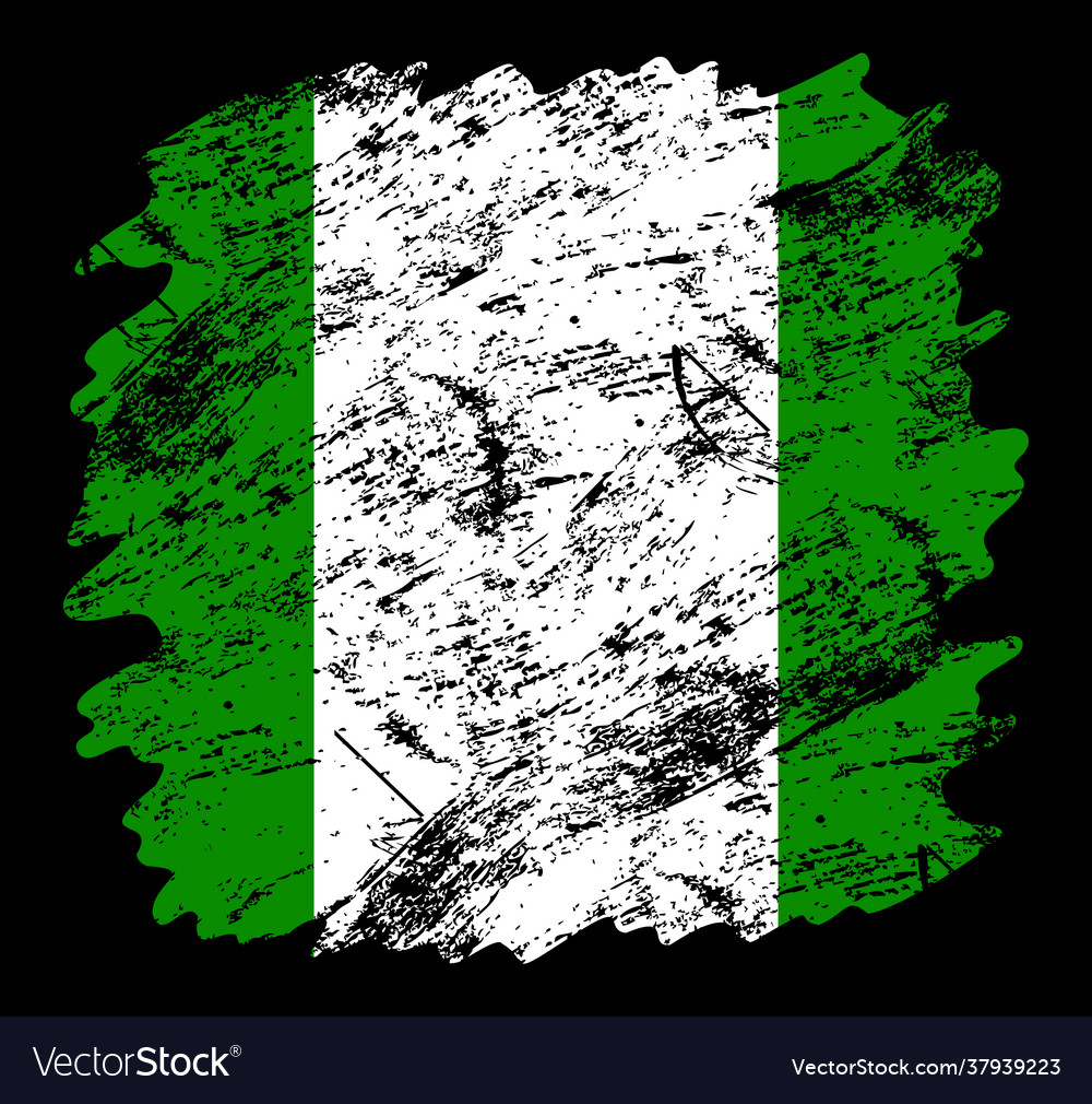 Nigeria flag grunge brush background old