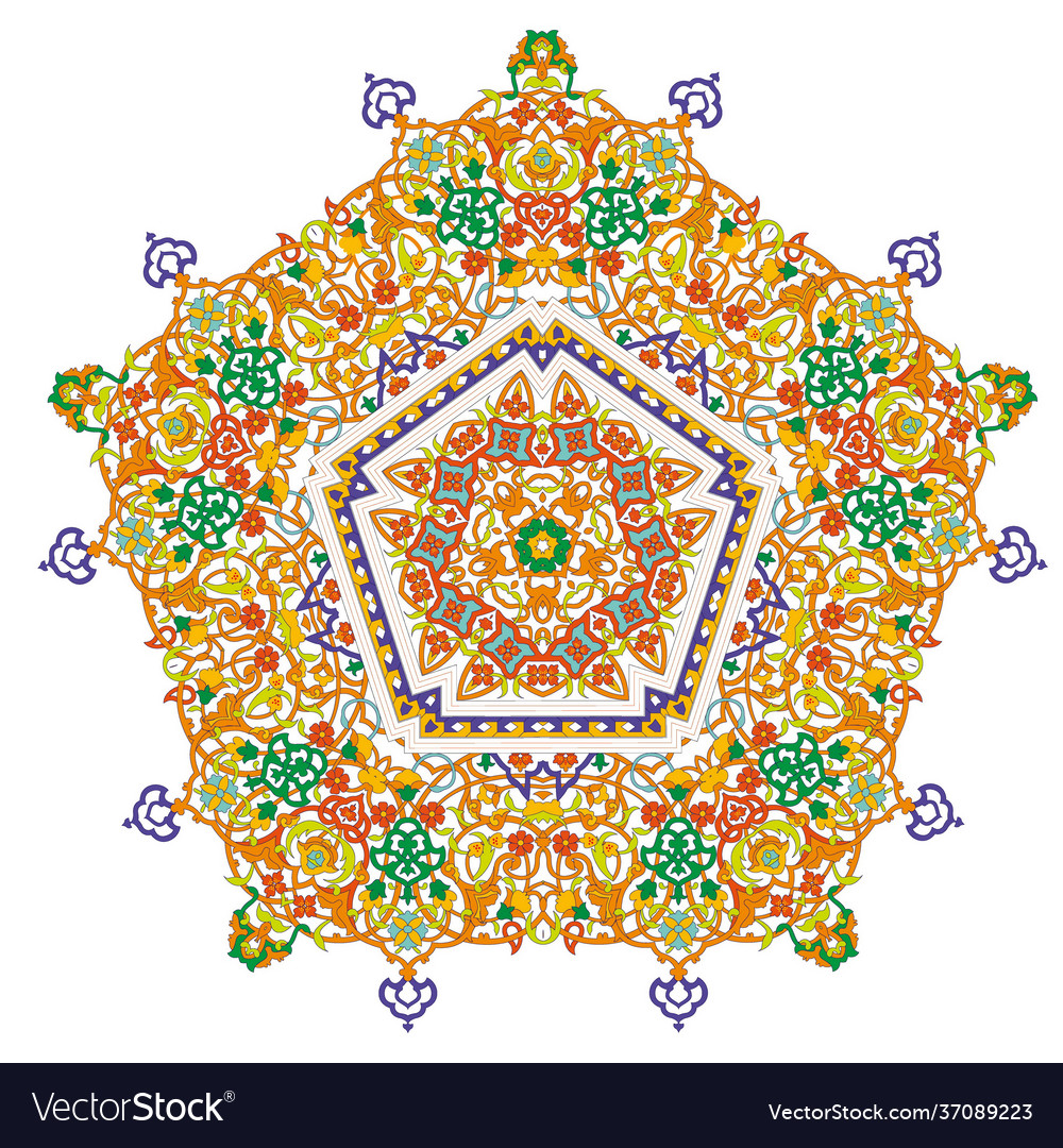 Pentagonal mandala five pointed design element eps
