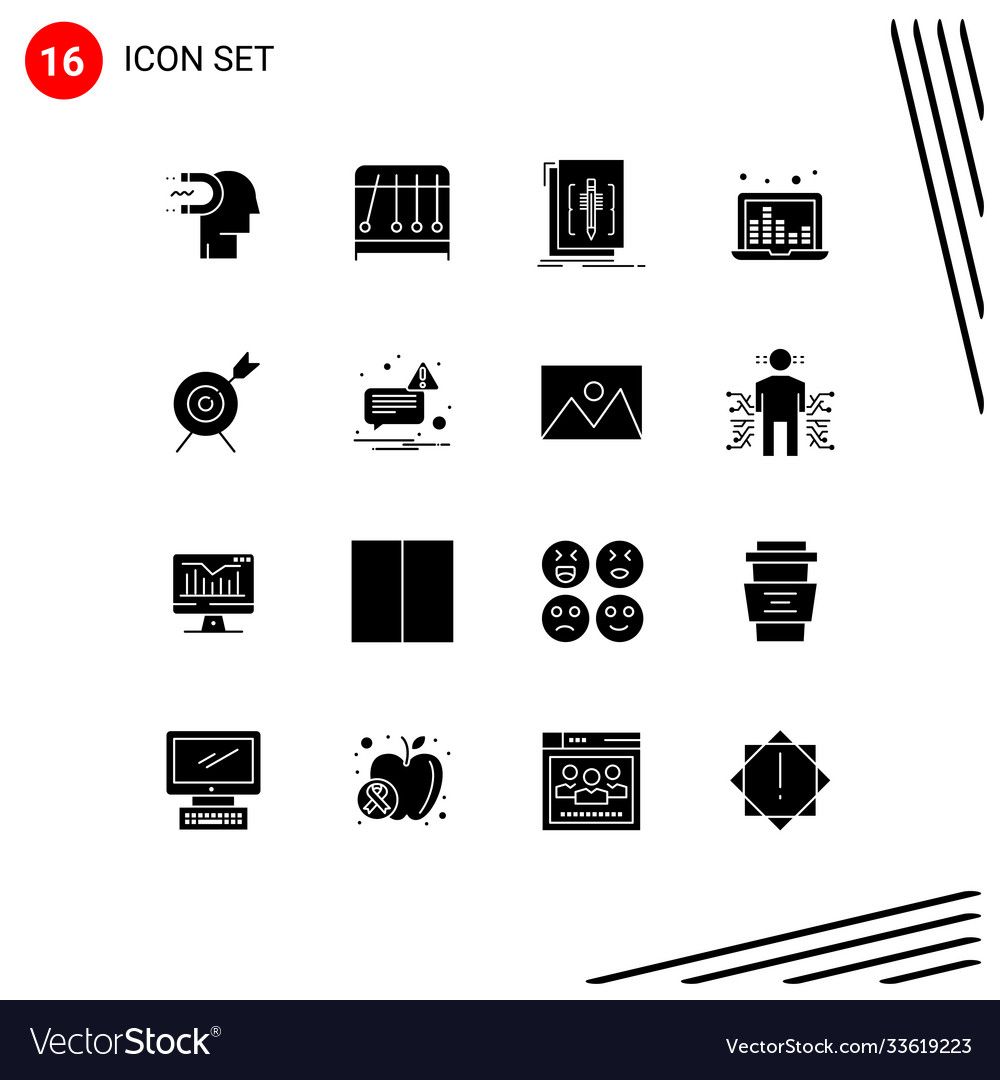 Pictograph set 16 simple solid glyphs target