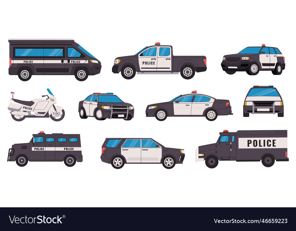 Police vehicles security car with siren Royalty Free Vector