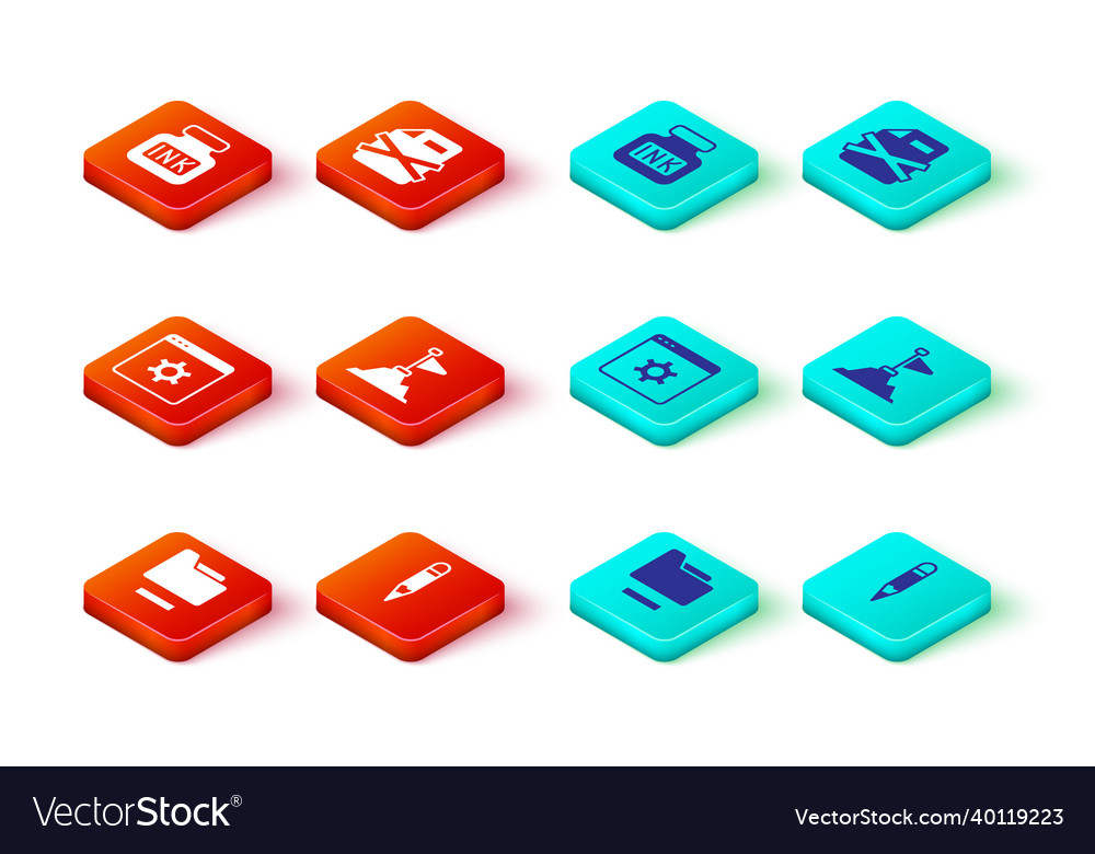 Set document folder pencil browser setting vector image Set document folder pencil browser setting