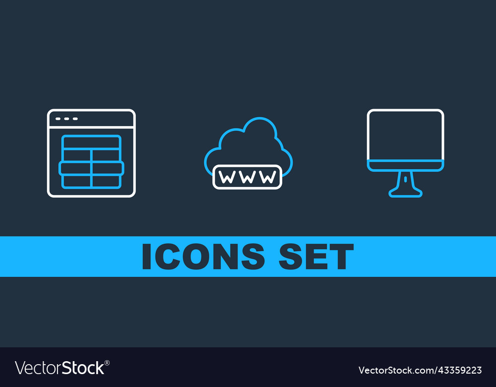 Set line computer monitor screen mysql code vector image Set line computer monitor screen mysql code